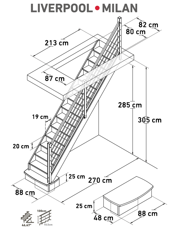 schéma escalier milan avec socle